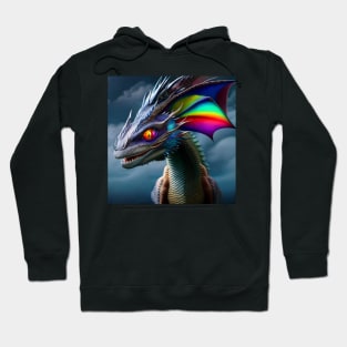 Blue Dragon with Rainbow Fins and Eyes Hoodie